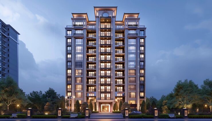 Representative render of a 1 BHK residential tower for Dharavi, Mumbai